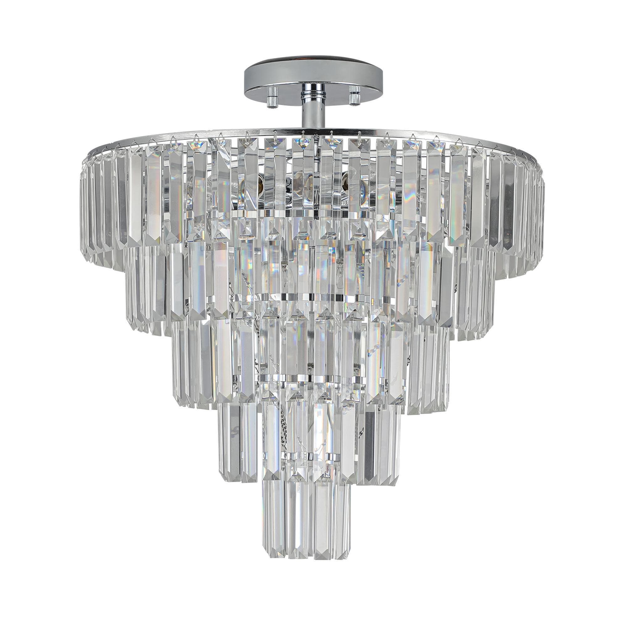 Luxury 20" Crystal Chandelier ,10-Light Flush Mount Light Fixture