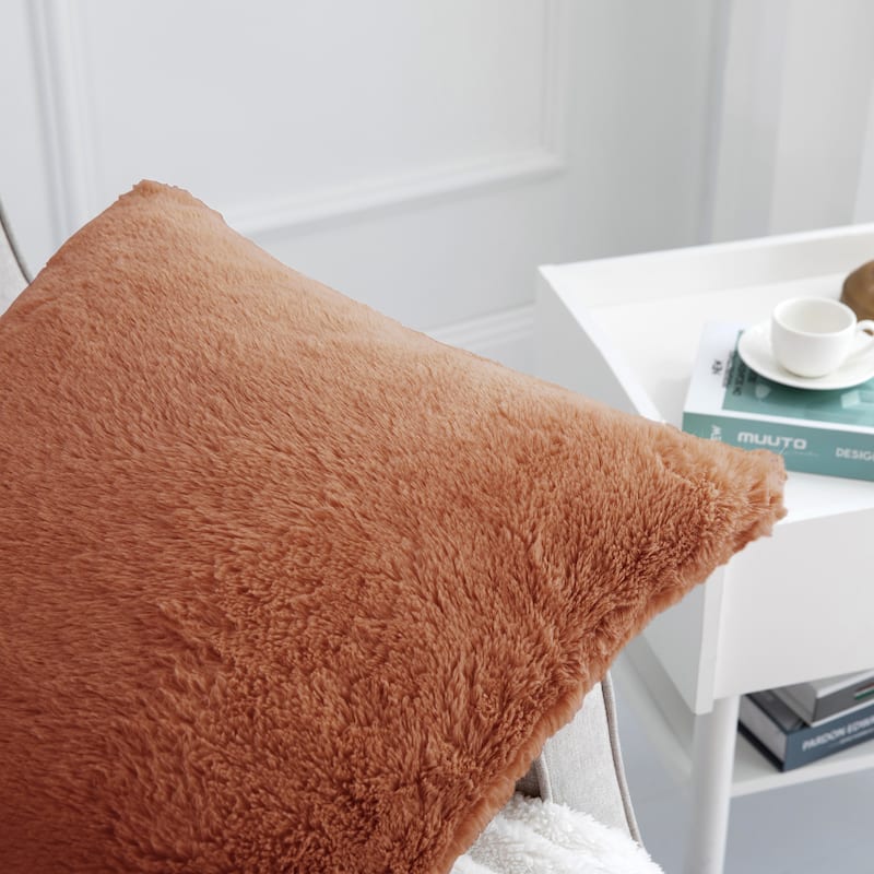 Decorative Rabbit Fauxfur Square Pillow Covers 4 Piece, NO INSERT