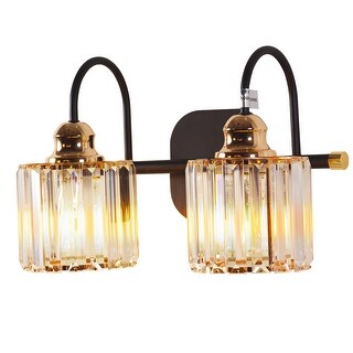 ExBrite Modern Rose Gold Dimmable Bathroom Crystal Vanity Lights Wall Sconces