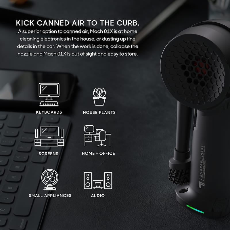 Sharper Image MACH 01X High Velocity Compressed Air Duster, Rechargeable, Rotating Design, Cleaning Tool, Black