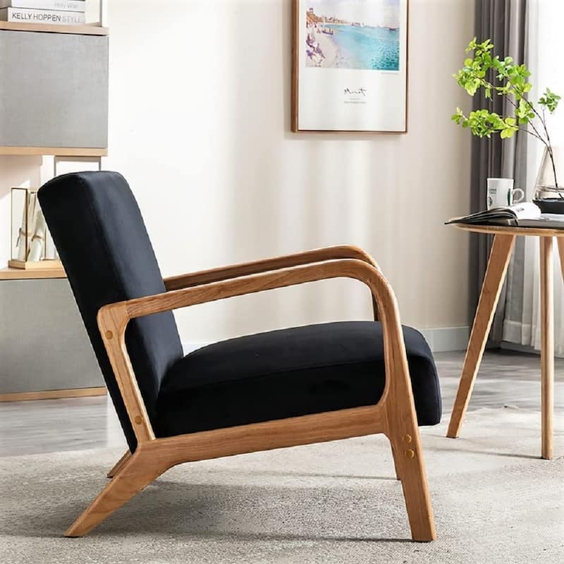 Kreindy 25-inch Wide Mid-century Modern Velvet Cushion Armchair