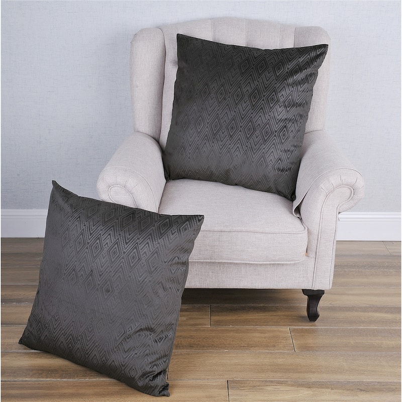 Tonopah Ikat Velvet Throw Pillow Cover Set, NO INSERT - 26" x 26" - Gun Metal