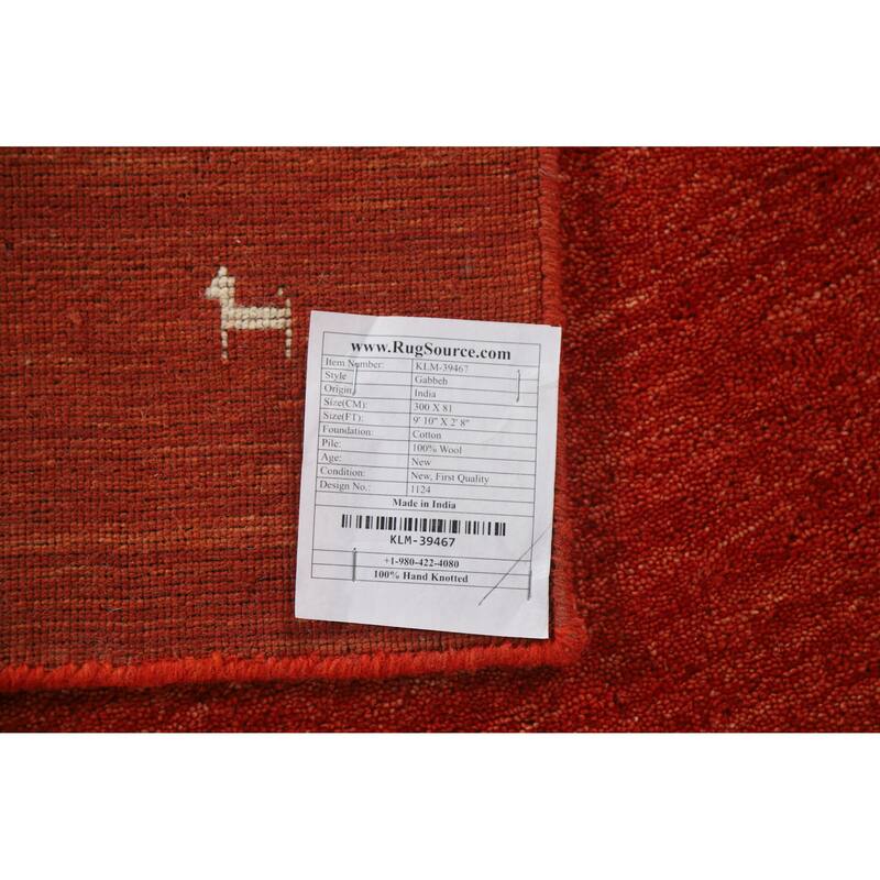 Tribal Gabbeh Indian Runner Rug Hand-Knotted Modern Wool Carpet - 2'8" x 9'10"