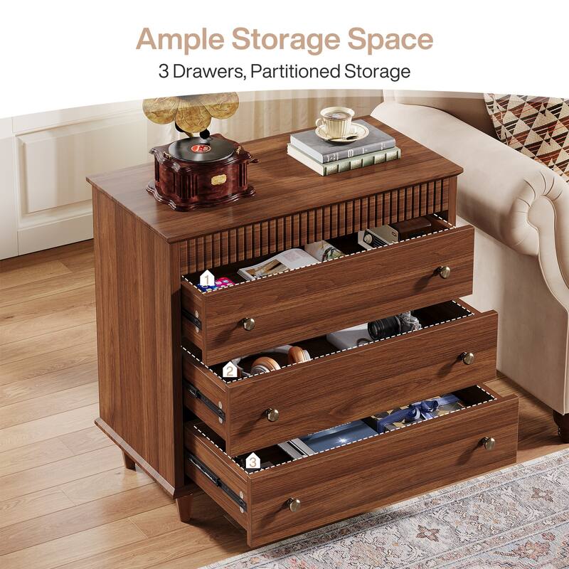 31.5" Oversized Nightstand with 3 Drawers Farmhouse Bedside Table