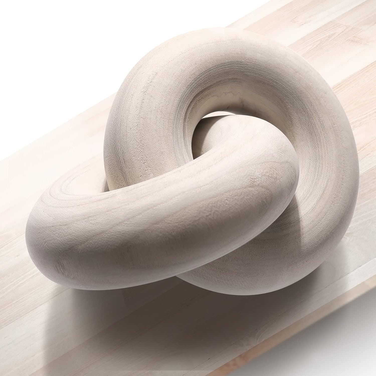 Wood Knot & Chain Link Decor - Boho Round Coffee Table Accent for Living Room or Dining Table, Farmhouse Shelf Decoration