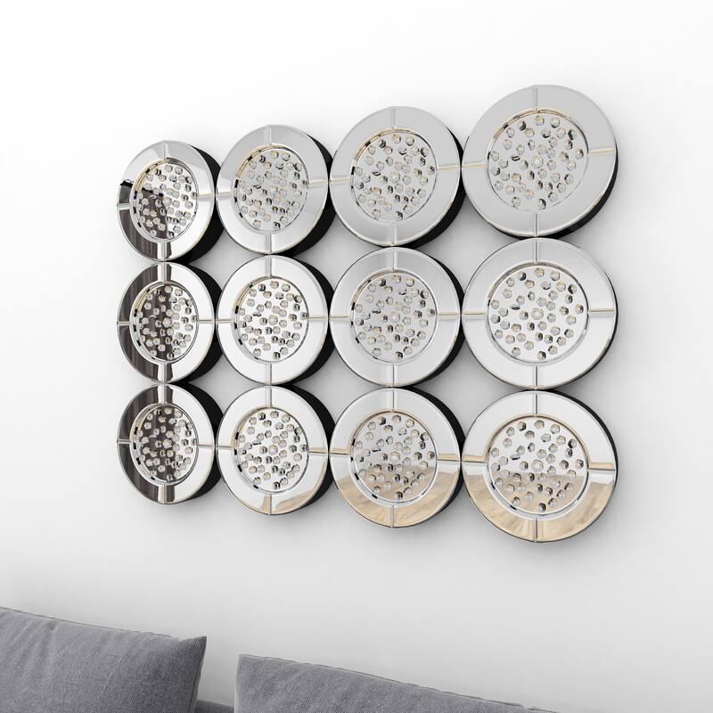Silver Glass Glam Wall Mirror 29 x 39 x 2