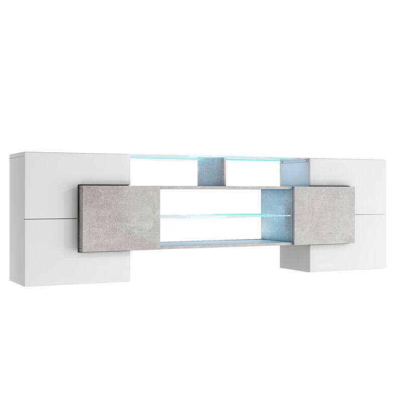 78.7" TV Stand with Illuminated Glass Shelves & LED for TVs Up to 88"