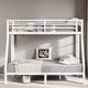 preview thumbnail 1 of 9, Sturdy Metal Twin over Full Bunk Bed, Space-Saving Design with Noise Reduction, No Box Spring Needed, Under-Bed Storage Off White