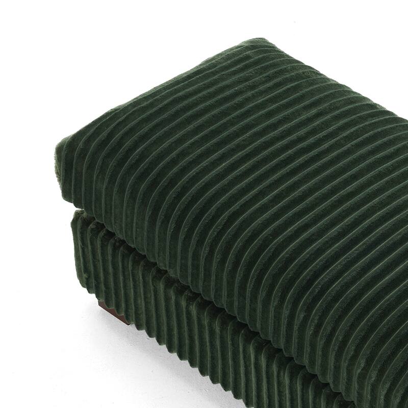 40" Oversized Plush Flannel Upholstered Ottoman Footstool Set of 2