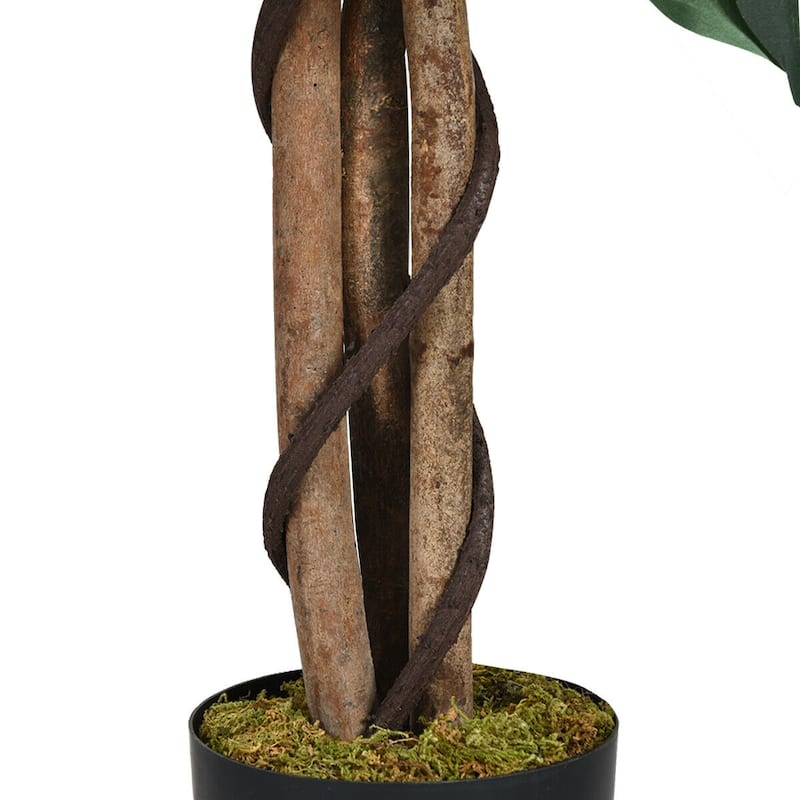 Gymax 4Ft Artificial Ficus Tree Fake Greenery Plant Home Office