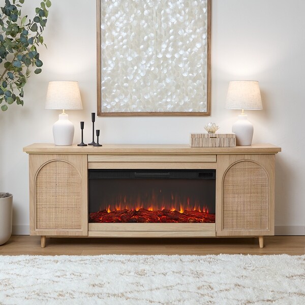 Real Flame Dahlia Electric Landscape Fireplace in White Oak 76