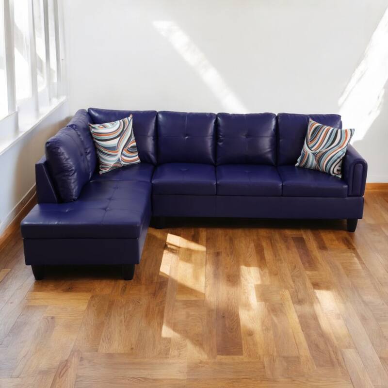 KISRAIS 97" Wide 2-Piece Vegan Leather Sectional Sofa Set without Ottoman for Small Space