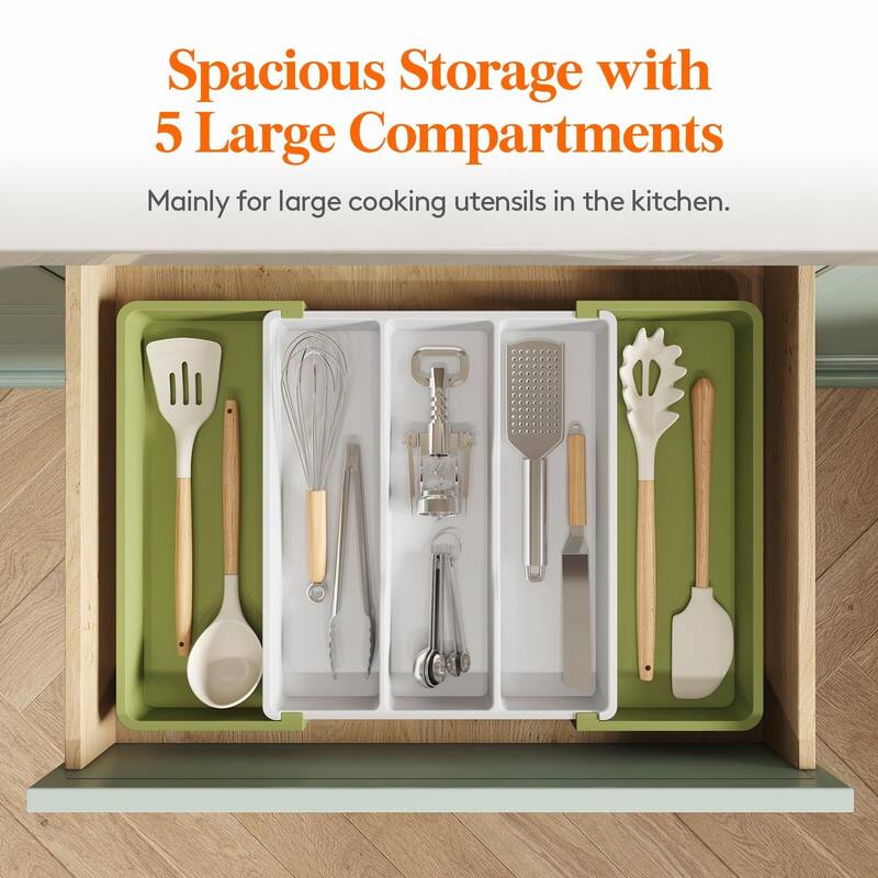 Expandable & Adjustable Utensil Drawer Organizer - Black Large