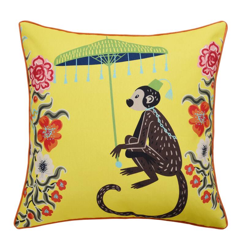 StyleCraft Maharaja Monkey Right Side Throw Pillow - Yellow