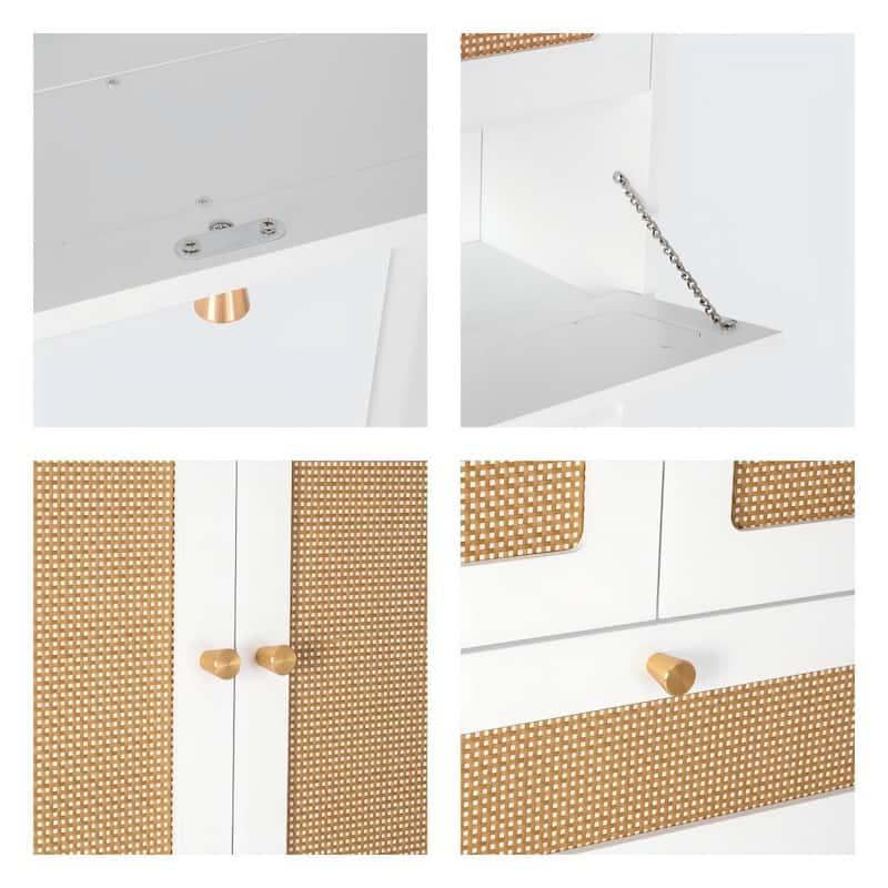 COSTARS Rattan Over-Toilet Cabinet with Tilt-Out Cube & Adjustable Shelf