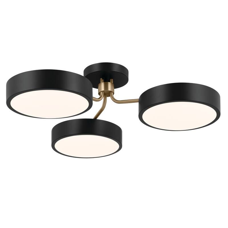 Kichler Lighting Sago 40 in. 3-Light Black and Champagne Bronze Integrated LED Semi-Flush Mount Light