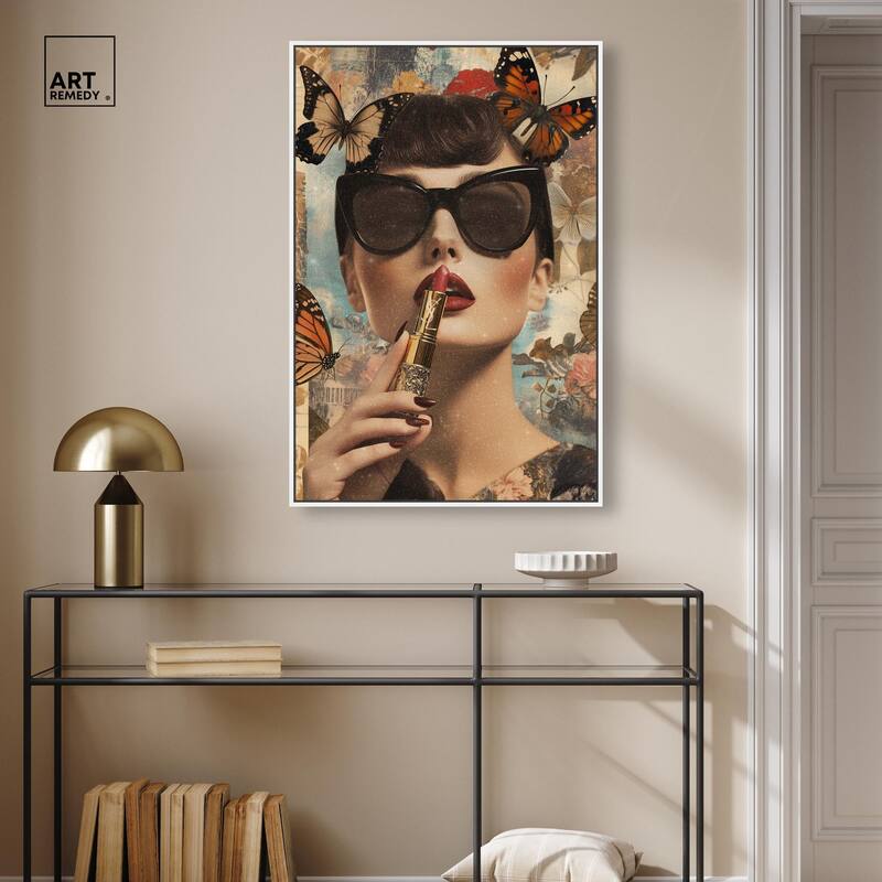 Iconic Lady Butterfly Collage II Canvas by Art Remedy