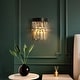 preview thumbnail 2 of 14, Modern 1-Light Luxury Crystal Wall Sconce Black Gold Bathroom Vanity Light - W7.9" x H10"
