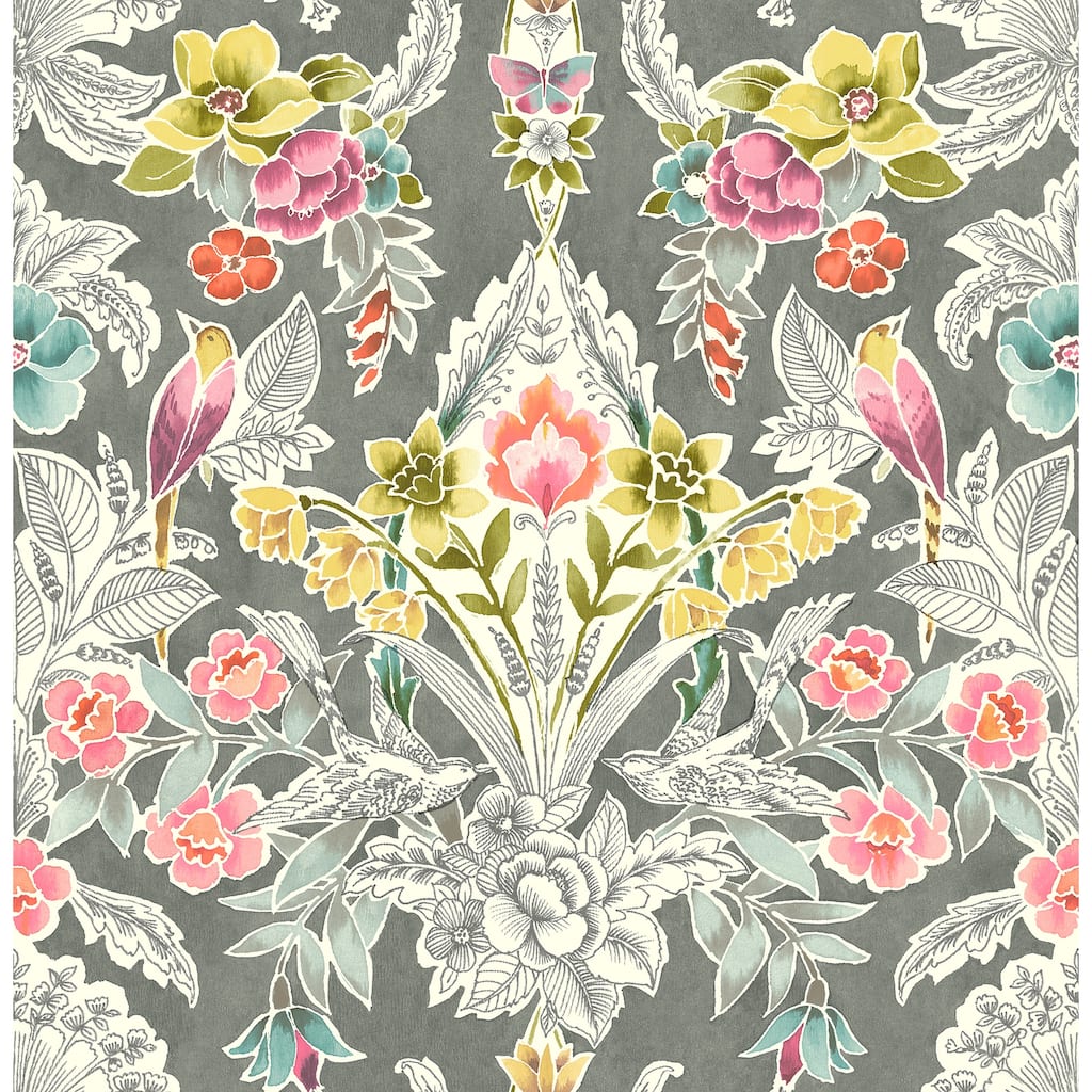 NuWallpaper Grey Summer Love Peel & Stick Wallpaper - 216in x 20.5in x 0.025in