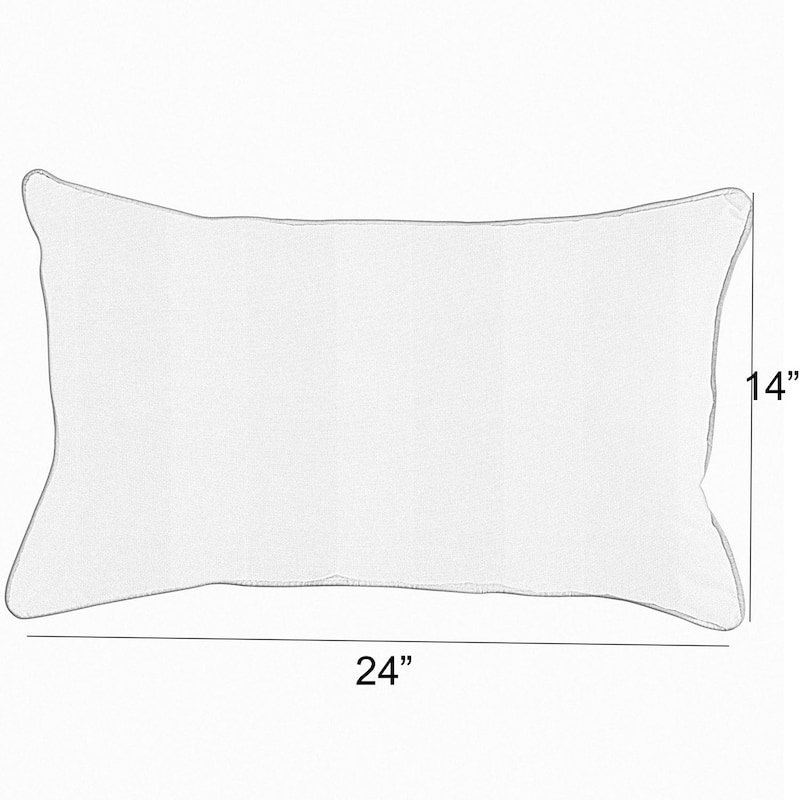 Sorra Home Sunbrella Outdoor Double Petite Flange Pillow Set of 2 - Sunbrella - Canvas Charcoal/Canvas Natural - 14 in H x 24 in W x 6 in D