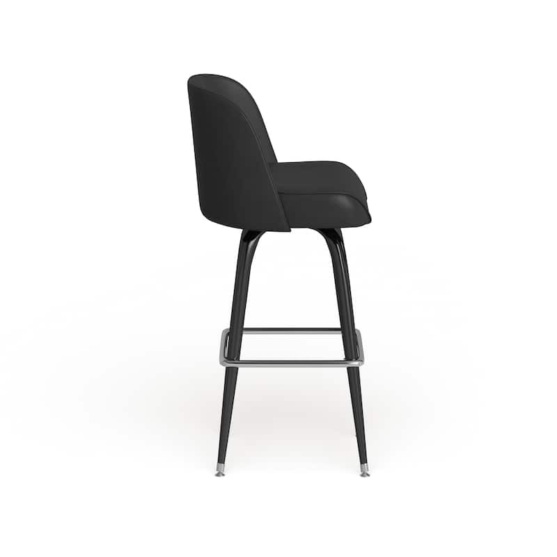 2 Pack Metal Barstool with Swivel Vinyl Upholstered Bucket Seat and Footrest - 18.5"D x 18.5"W x 42.5"H