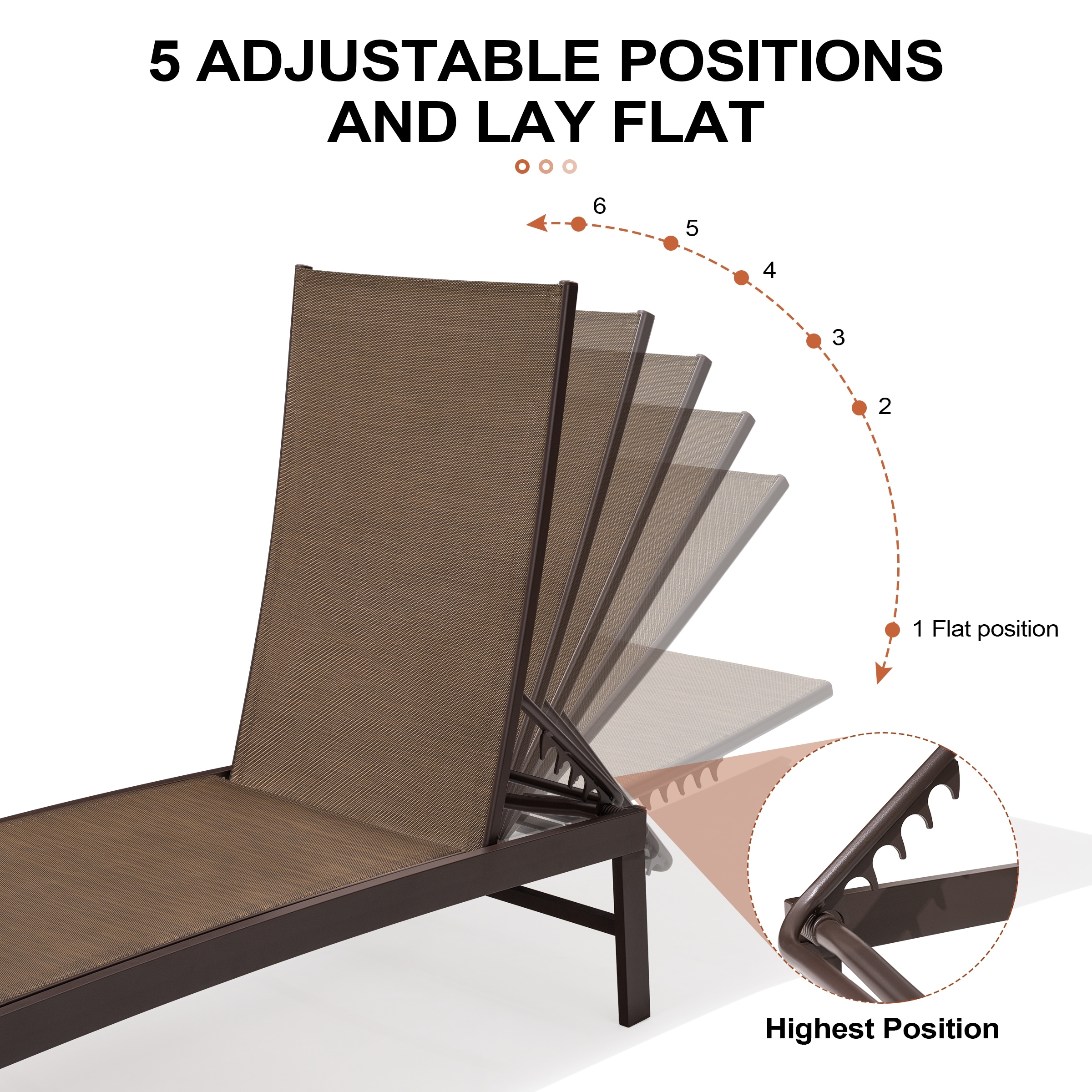 All-Weather Adjustable Aluminum Outdoor Pool Lounger Chaise-image