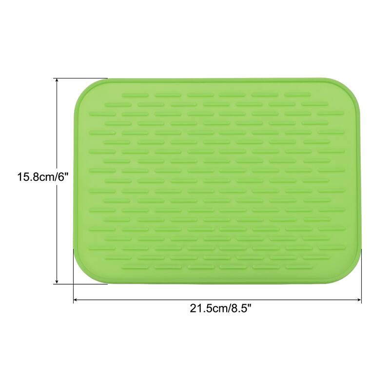 Silicone Dish Drying Mat, 8.5"x6" Under Sink Drain Pad Heat Resistant - 8.5 x 6 x 0.24 inch - Green