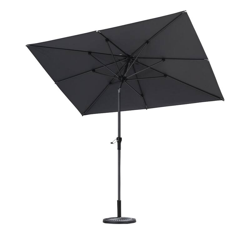 PURPLE LEAF Heavy-duty Crank and Tilt Table Umbrella Outdoor Patio Market Umbrella - 6x9ft-LIght Grey