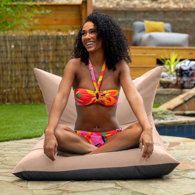 Deshi Sunbrella Patio Bean Bag Lounge Chair by Havenside Home - Petal