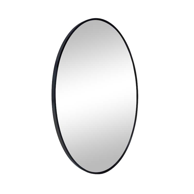 Modern Vertical Black Aluminum Frame Oval Mirror Wall Hanging Vanity Mirror
