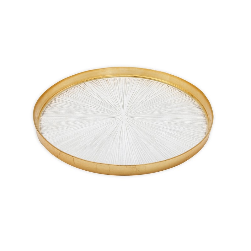 11"D Set of 4 Crystal Glass Dinners Plate with Gold Border