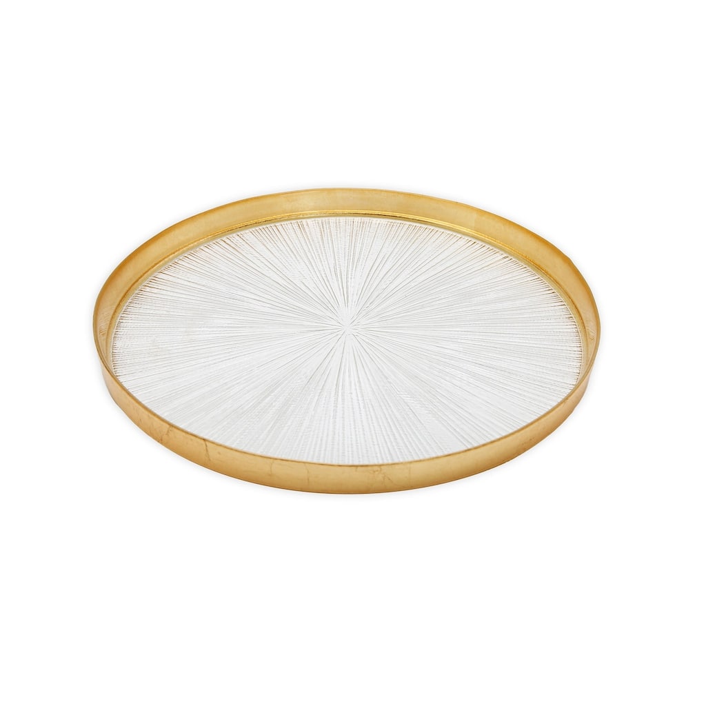11"D Set of 4 Crystal Glass Dinners Plate with Gold Border