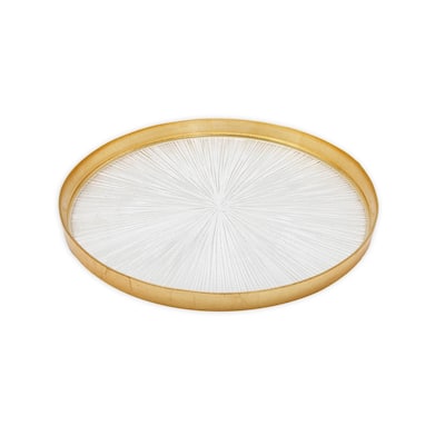 Set of 4 Crystal Glass Chargers with Gold Border 13"D