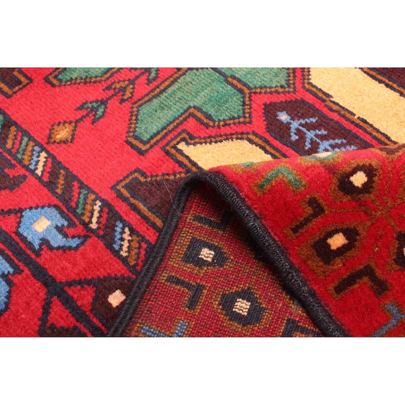 ECARPETGALLERY Hand-knotted Teimani Red Wool Rug - 2'9 x 4'5