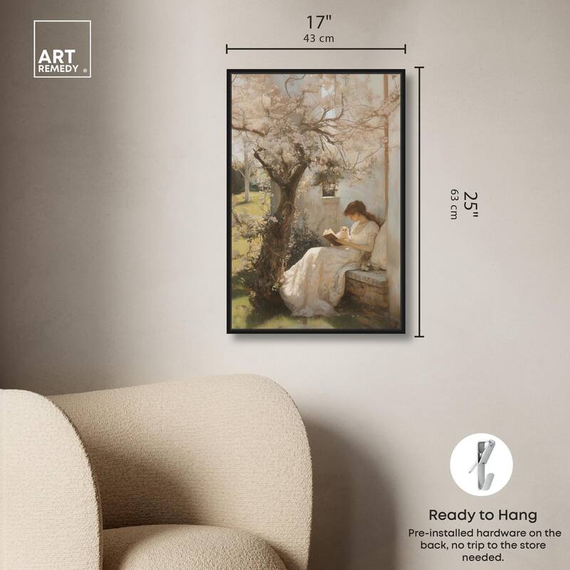 Reading With Her Cat Canvas by Art Remedy