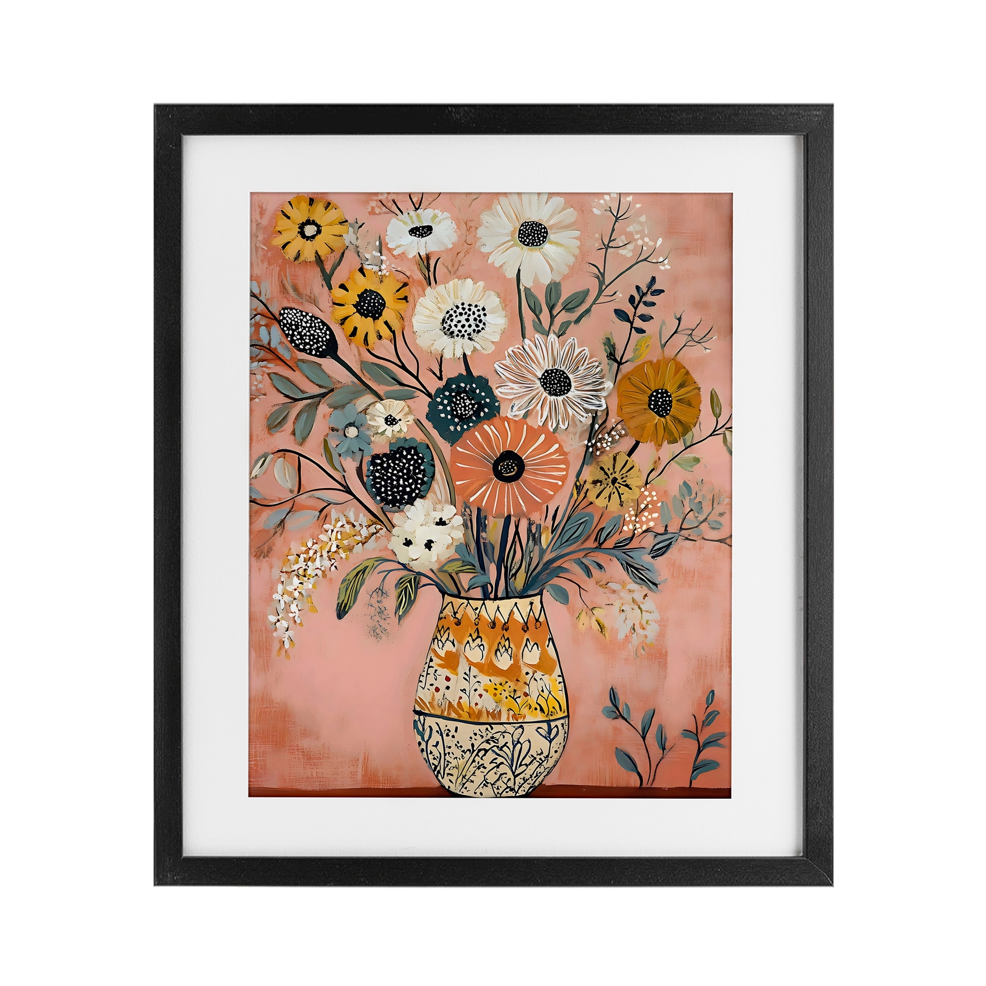 Stupell Boho Patterned Bouquet Vase Under Glass Framed Design By Creative Studio