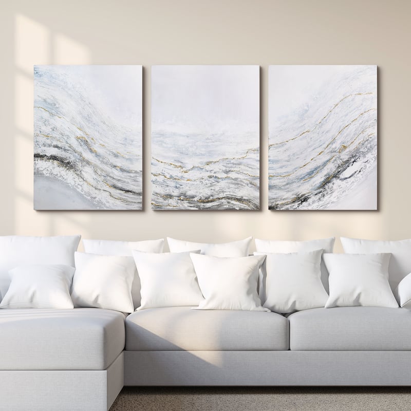 Blizzard Textured Metallic Hand Painted Wall Art by Martin Edwards - 40 x 30 each