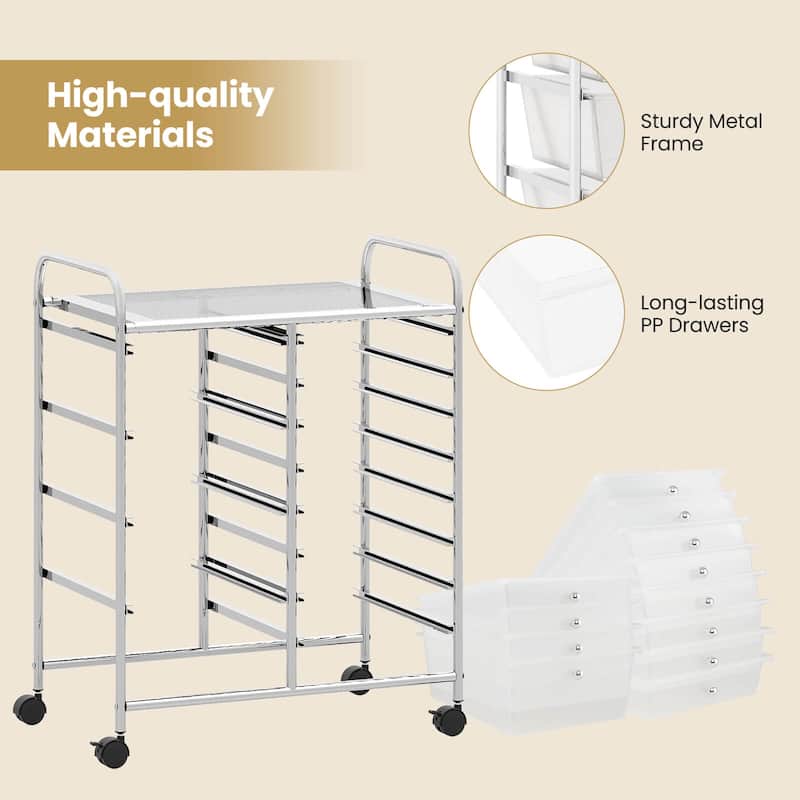 Costway 15 Drawer Rolling Storage Cart Tools Scrapbook Paper Office - See Details