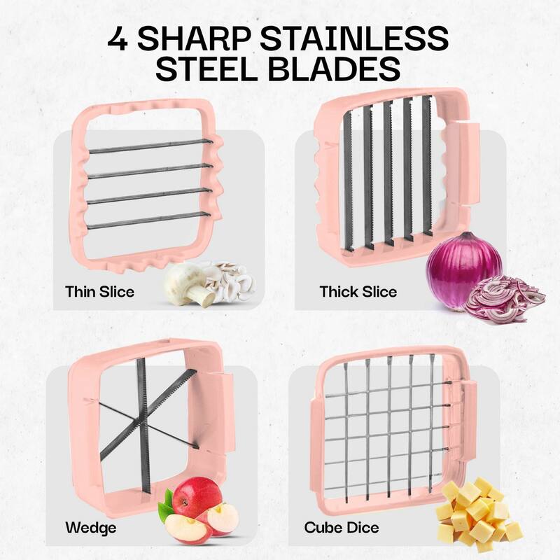 NutriChopper 7-Piece Handheld Vegetable and Fruit Chopper with 4 Blades and Container