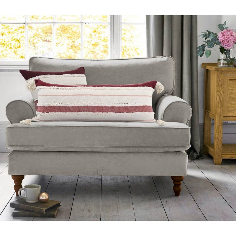 HomeRoots 14" X 36" Red And Off-White 100% Cotton Striped Zippered Pillow