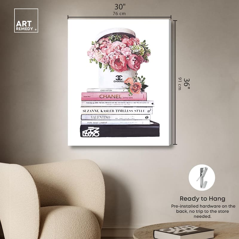 Pretty Roses upon Books Canvas by Art Remedy, Gallery Wrapped
