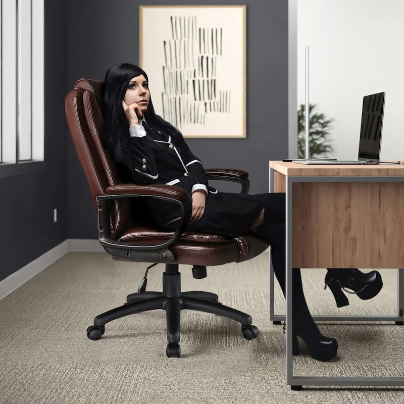 Bossin Big and Tall Office Chair High Back Executive Chair Ergonomic Adjustable Executive Leather Chair,400lbs