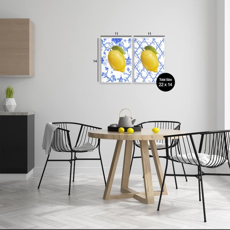 Stupell Classic Chinoiserie Lemons Wall Plaque Art Design By Matthew Piotrowicz (Set of 2)