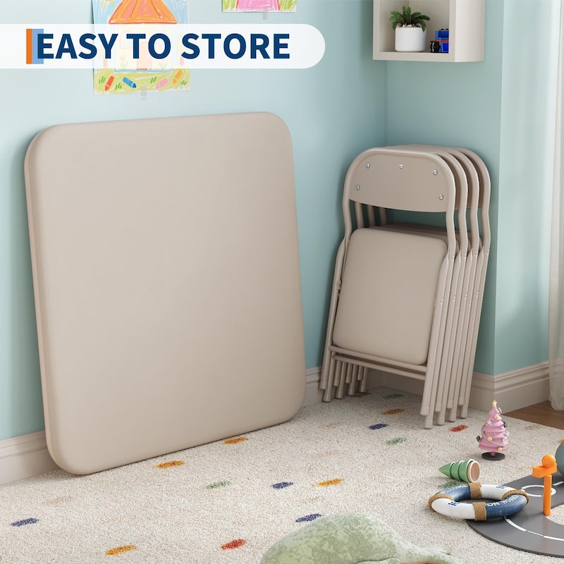 3/5-Piece Kids Folding Table and Chairs Set, Toddlers Children's Activity Table and Chairs Set