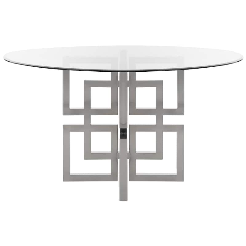 SAFAVIEH Couture Harlan 54-inch Glass Top Round Dining Table - 54"W x 54"D x 30"H