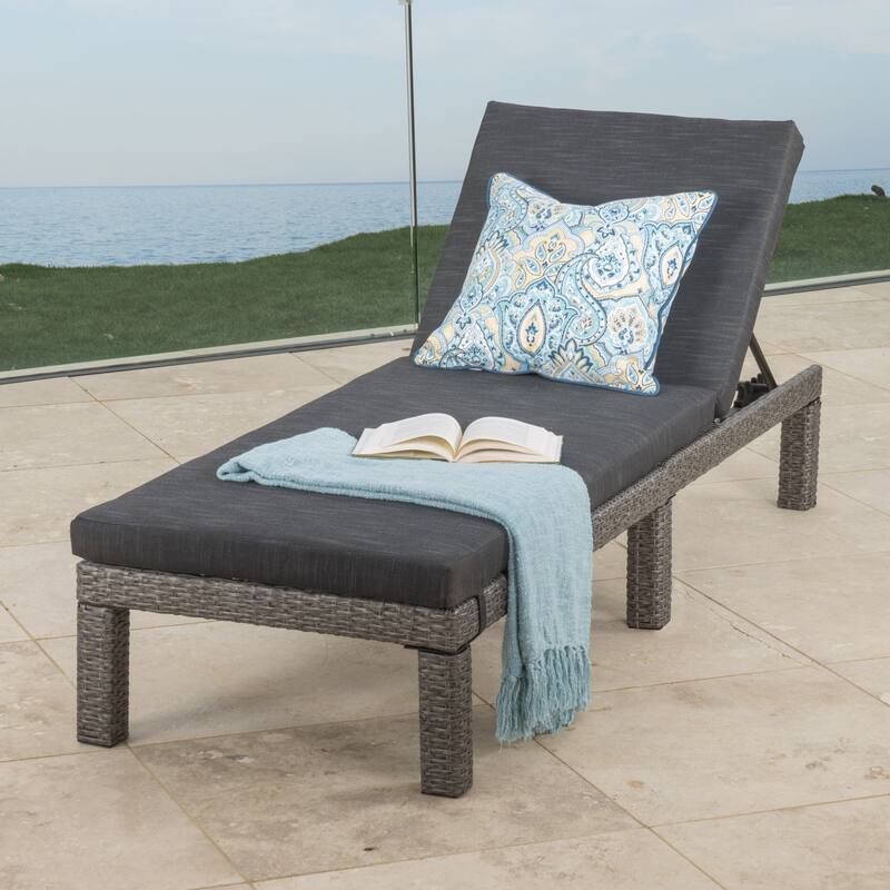 Roomfitters Adjustable Outdoor Wicker Chaise Lounge Chairs with Cushions, Stylish Patio Seating for Sunbathing and Relaxation - Black