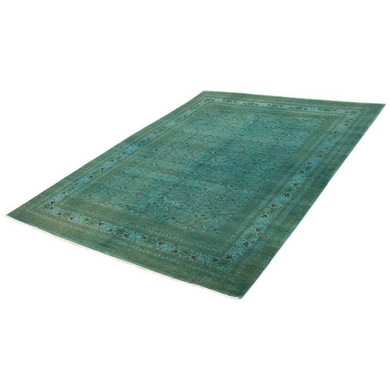 ECARPETGALLERY Hand-knotted Vibrance Cyan Wool Rug - 9'1 x 12'0