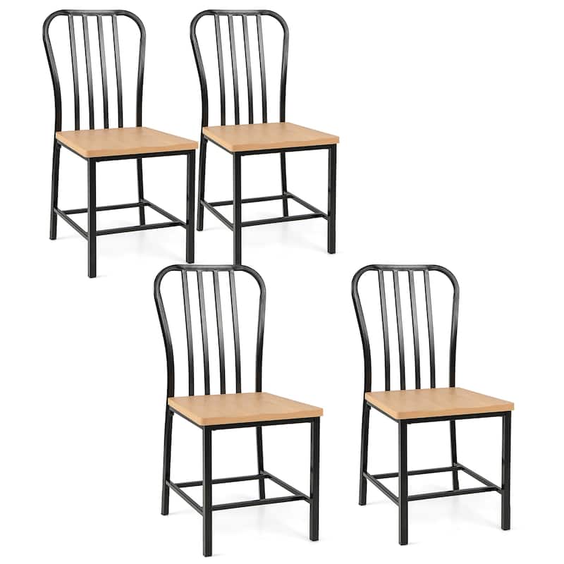 Gymax Dining Chair Set of 4 Armless Spindle Back Kitchen Chairs w/