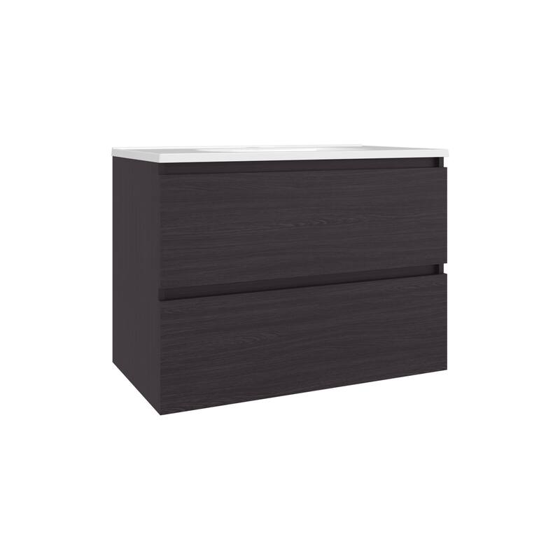 Black Wengue Bathroom Vanity - 2-Drawer, 31.5" Engineered Wood Storage for Small Space