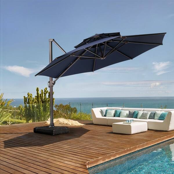 Shop Black Friday Deals On Crestlive Products Patio Luxury 12 Ft Double Top Round Offset Umbrella On Sale Overstock 31636635